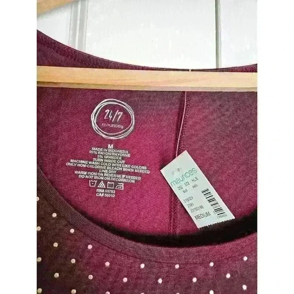 Maurices NWT Burgundy Top With Bronze Studding Size Medium - Picture 3 of 6